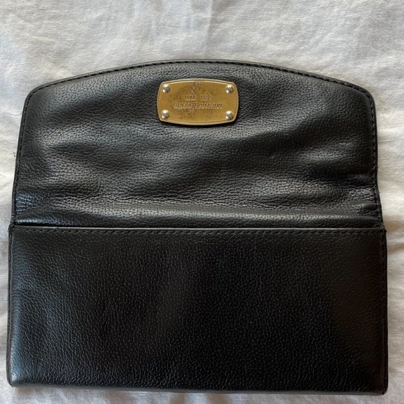 Michael Kors Jet Set Slim Flap Pebbled Leather Wallet Black - Picture 14 of 16